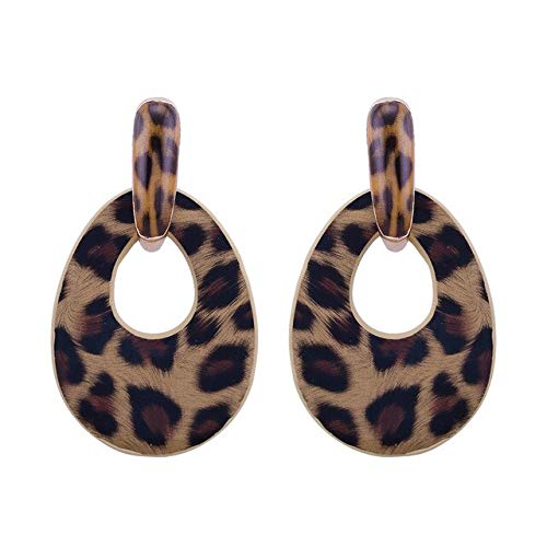 Neue trendige Tiger Kunstleder Anhänger Ohrringe für Frau Modeschmuck Big Drop Ohrringe Chrismas Geschenke Braun von DJMJHG