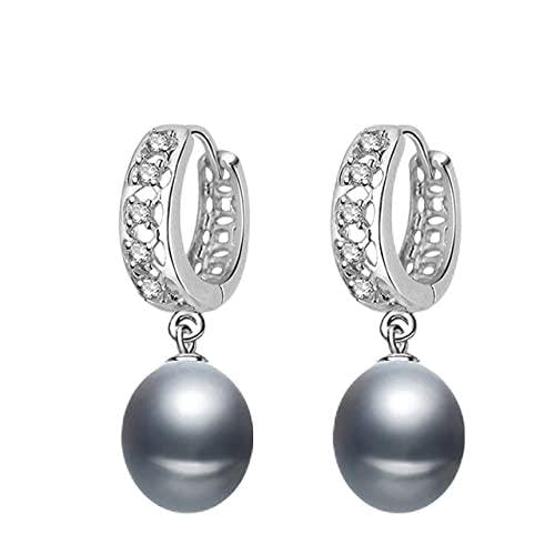 Süßwasser Grau Perlen Ohrringe Für Frauen Hochzeit 925 Sterling Silber Schmuck Schwarz Natürliche Perlen Ohrringe Mädchen Geschenk Grau Perlen Ohrring von DJMJHG