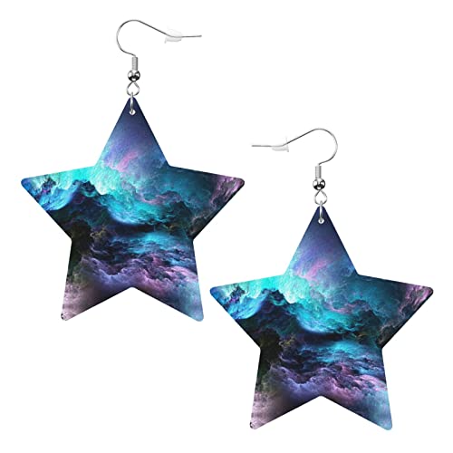 3D-Grafik Universe Space Pvc Kunstleder Sternförmige Ohrringe Anhänger von DJNGN