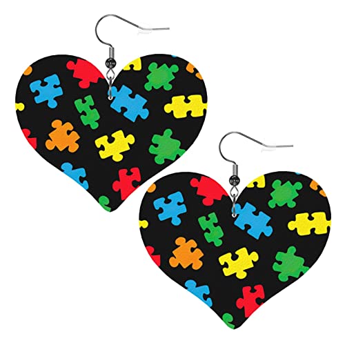 Autismus Awareness Puzzle Muster Leder Ohrringe für Frauen baumeln Ohrring Tropfen Anhänger mit Haken Geschenke für Erwachsene Mädchen Autismus Awareness Puzzle Muster Leder Ohrringe für Frauen baumeln Ohrring Tropfen Anhänger mit Haken Geschenke für Erwachsene Mädchen von DJNGN