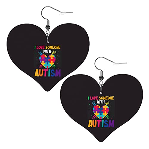 Autismus-Bewusstsein, ich liebe jemanden mit Autismus, Lederohrringe für Frauen, baumelnder Ohrring, Tropfenanhänger mit Haken, Geschenke für erwachsene Mädchen von DJNGN