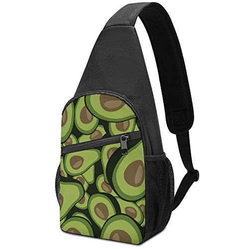 Avocado Collage Umhängetasche, leicht, Schultertasche mit einem Riemen, für Reisen, Wandern, Tagesrucksack von DJNGN