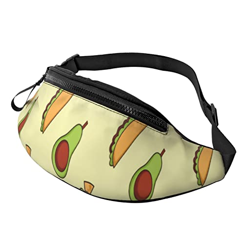 Avocado Taco Gelb Lässige Gürteltasche für Männer und Frauen, Verstellbarer Gürtel, Gürteltasche für Reisen, Wandern, Radfahren, Laufen, Festival, Rave von DJNGN