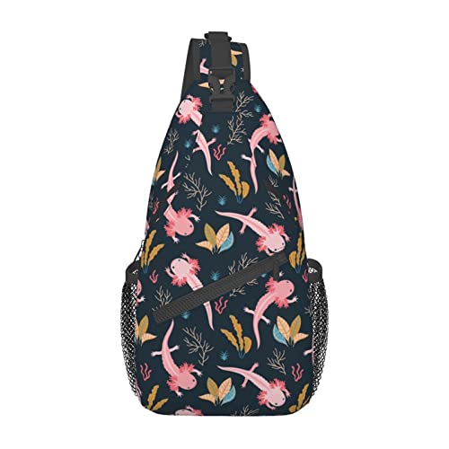 Axolotl und Seegras-Sling-Rucksack, Reise-Crossbody, lässige Brust-Umhängetasche, modische Gürteltasche Axolotl und Seegras-Sling-Rucksack, Reise-Crossbody, lässige Brust-Umhängetasche, modische Gürteltasche von DJNGN