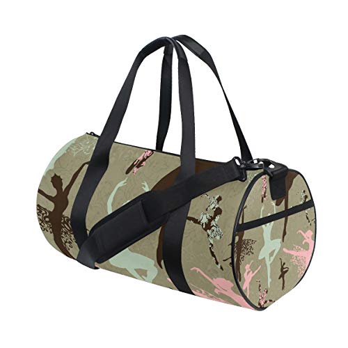 Ballerinas Girl Schneeflocken Retro Weihnachten Gym Seesack Canvas Reise Weekender Gepäck Handtasche für Männer Frauen Sport und Übernachtung von DJNGN