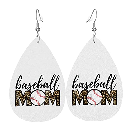 Baseball Mom Leopard Softball Mom Muttertag Leder Ohrringe für Frauen baumeln Ohrring Tropfen Anhänger mit Haken Geschenke für Erwachsene Mädchen von DJNGN