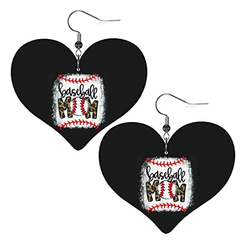 Baseball Mom Leopard Softball Mom Muttertag Leder Ohrringe für Frauen baumeln Ohrring Tropfen Anhänger mit Haken Geschenke für Erwachsene Mädchen von DJNGN