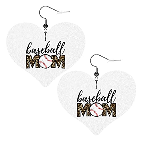 Baseball Mom Leopard Softball Mom Muttertag Leder Ohrringe für Frauen baumeln Ohrring Tropfen Anhänger mit Haken Geschenke für Erwachsene Mädchen von DJNGN