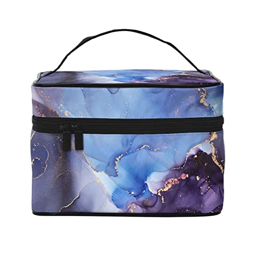 Blau-lila Marmor-Make-up-Tasche, Kulturbeutel für Damen, Kosmetiktasche, Reise-Kulturbeutel, Make-up-Reisetasche, Make-up-Organizer, große Make-up-Tasche von DJNGN