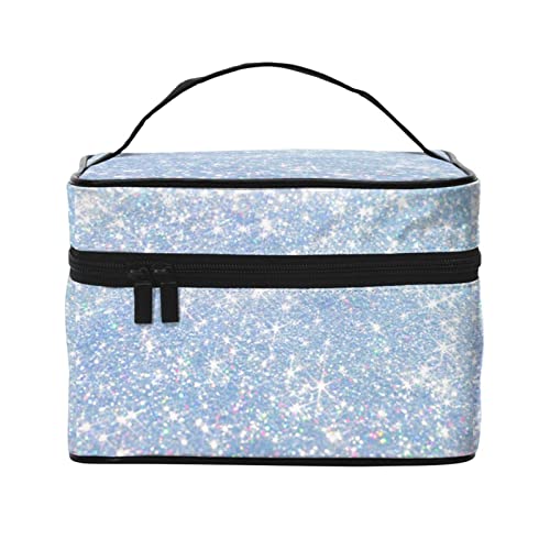 Blaue Glitzer-Make-up-Tasche Reise-Kosmetiktasche für Frauen Mädchen Große Make-up-Organizer-Tasche Tragbare Kulturtasche Reiseutensilien von DJNGN