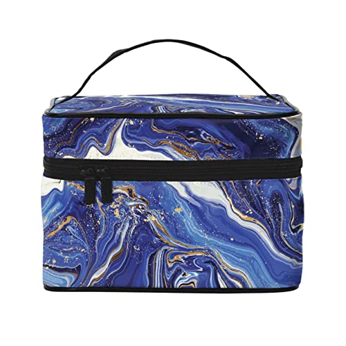 Blaue Marmor-Make-up-Tasche, Reise-Kosmetiktasche für Frauen, Mädchen, große Make-up-Organizer-Tasche, tragbare Kulturtasche, Reiseutensilien von DJNGN