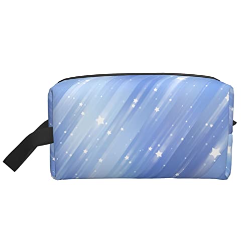 Blauer Hintergrund Meteor Make-up-Tasche, Reise-Toilettenartikel, Make-up-Organizer, große Kapazität, tragbare Reisekosmetiktaschen für Frauen und Mädchen von DJNGN