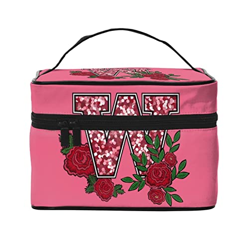 Blume Pailletten W Pfirsichrosa Make-up-Tasche Kulturtasche für Frauen Kosmetiktasche Reise-Kulturtasche Make-up-Reisetasche Make-up-Organizer Große Make-up-Tasche von DJNGN