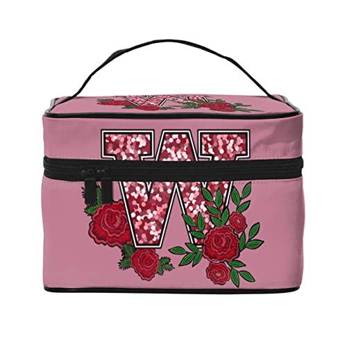 Blume Pailletten W Rosa Make-up-Tasche Kulturtasche für Frauen Kosmetiktasche Reise-Kulturtasche Make-up-Reisetasche Make-up-Organizer Große Make-up-Tasche von DJNGN