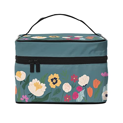 Blumen Blühende Make-up-Tasche Reise-Kosmetiktasche für Frauen Mädchen Große Make-up-Organizer-Tasche Tragbare Kulturtasche Reise Grün von DJNGN