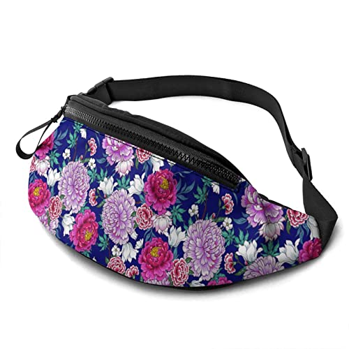 Blumen im chinesischen Stil Bauchtasche für Männer und Frauen, Crossbody-Gürteltasche, Gürteltasche für Reisen, Wandern, Laufen, Wandern, Radfahren von DJNGN