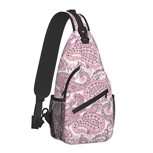 Boho-Paisley-Schultertasche, Reise-Crossbody-Rucksack, Schultertasche, Brust, Wandern, Tagesrucksack für Damen und Herren, mit Riemen, leicht, für den Außenbereich von DJNGN