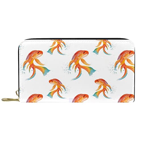 DJNGN Brieftasche Leder Leder Reißverschluss Lange Geldbörse Fisch von DJNGN