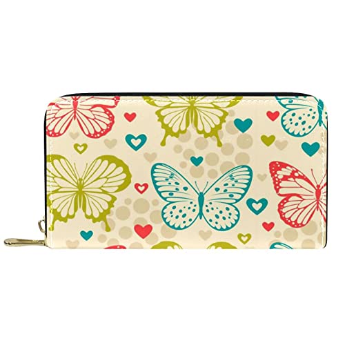 DJNGN Brieftasche Leder Leder Reißverschluss Lange Geldbörse Schmetterlingsmuster von DJNGN