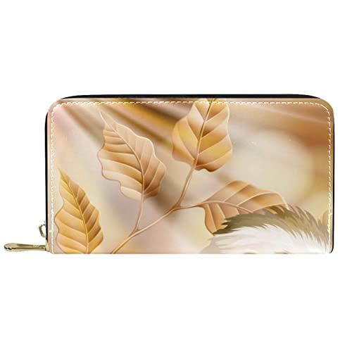 DJNGN Brieftasche Leder Leder Reißverschluss Lange Geldbörse Vogel von DJNGN
