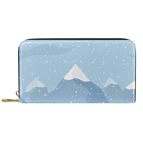 DJNGN Brieftasche Leder Leder Reißverschluss Lange Geldbörse Winterlandschaft von DJNGN