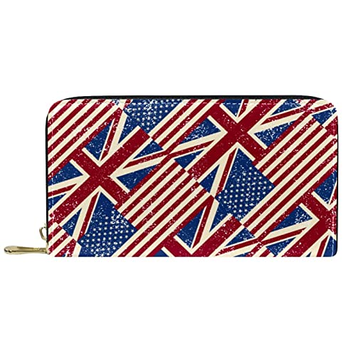 Brieftasche für Damen, Clutch, Geldbörsen für Damen, Kartenhalter, Organizer, Leder, Reißverschluss, Geldbörse, Flagge von DJNGN