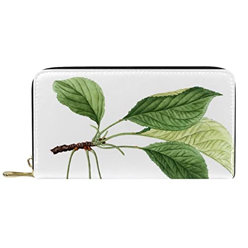 Brieftasche für Damen, Clutch, Geldbörsen für Damen, Kartenhalter, Organizer, Leder, Reißverschluss, Kirschbaumzweig von DJNGN