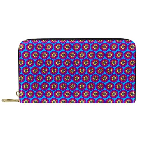 Brieftasche für Damen, Clutch, Geldbörsen für Damen, Kartenhalter, Organizer, Leder, Reißverschluss, Polka Dots Lila von DJNGN