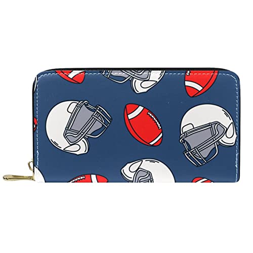 Brieftasche für Damen, Clutch, Geldbörsen für Damen, Kartenhalter, Organizer, Leder, Reißverschluss, Rugby-Fußball von DJNGN