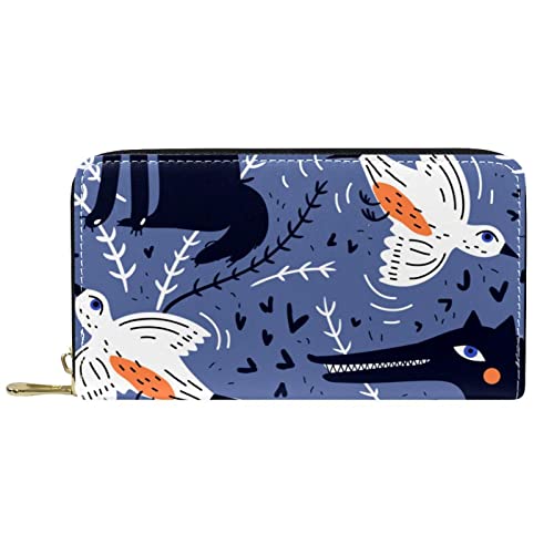 Brieftasche für Damen, Clutch, Geldbörsen für Damen, Kartenhalter, Organizer, Leder, Reißverschluss, Tiermuster von DJNGN