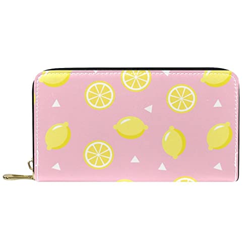 Brieftasche für Damen, Clutch, Geldbörsen für Damen, Kartenhalter, Organizer, Leder, Reißverschluss, Zitronenscheibenmuster von DJNGN