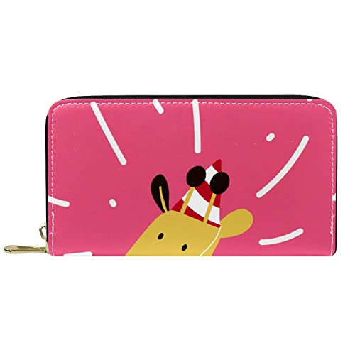 Brieftasche für Damen, Clutch, Geldbörsen für Damen, Kartenhalter, Organizer, Leder, Reißverschluss, niedliches Tier von DJNGN