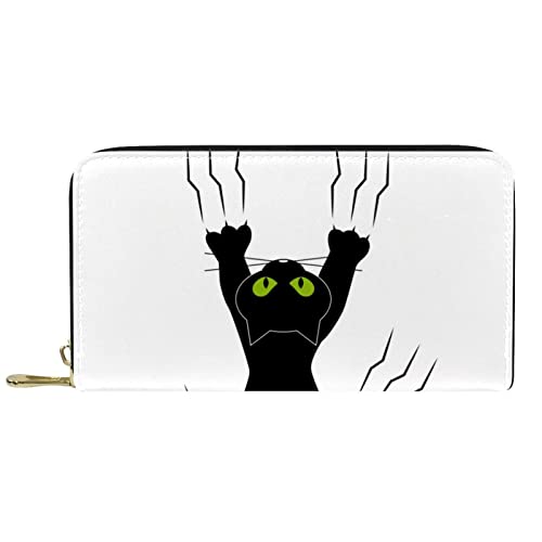 Brieftasche für Damen Clutch Geldbörsen für Damen Kartenhalter Organizer Leder Geldbörse mit Reißverschluss Katze von DJNGN