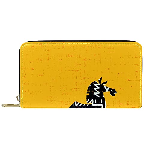 Brieftasche für Damen Clutch Geldbörsen für Damen Kartenhalter Organizer Leder Geldbörse mit Reißverschluss Leuchtend gelbes Tier von DJNGN