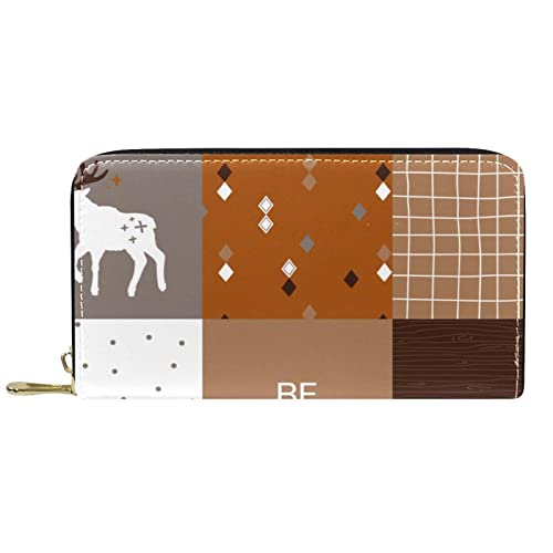 Brieftasche für Damen Clutch Geldbörsen für Damen Kartenhalter Organizer Leder Geldbörse mit Reißverschluss Skandinavisches REH von DJNGN