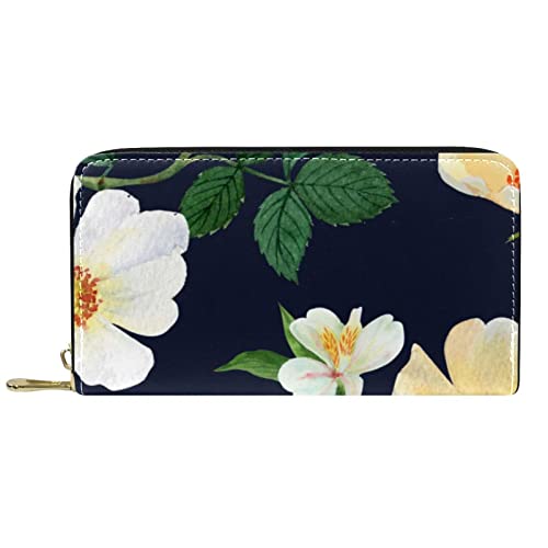 Brieftasche für Damen Clutch Geldbörsen für Damen Kartenhalter Organizer Leder Reißverschluss Geldbörse Blumenmuster von DJNGN