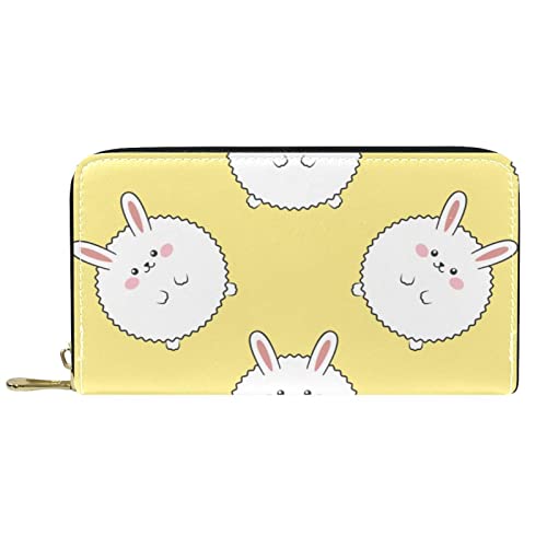 Brieftasche für Damen Clutch Geldbörsen für Damen Kartenhalter Organizer Leder Reißverschluss Geldbörse Hase Gelb von DJNGN