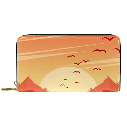 Brieftasche für Damen Clutch Geldbörsen für Damen Kartenhalter Organizer Leder Reißverschluss Geldbörse Highway Fall von DJNGN