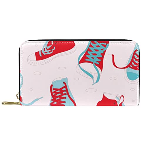 Brieftasche für Damen Clutch Geldbörsen für Damen Kartenhalter Organizer Leder Reißverschluss Geldbörse Shoestring Pattern von DJNGN