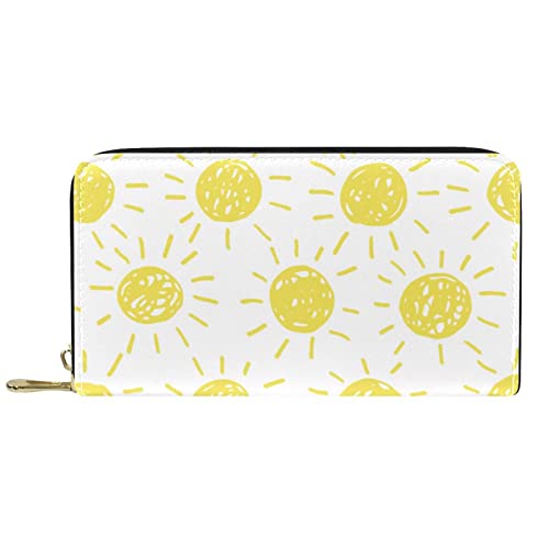 Brieftasche für Damen Clutch Geldbörsen für Damen Kartenhalter Organizer Leder Reißverschluss Geldbörse Sonnengelb von DJNGN