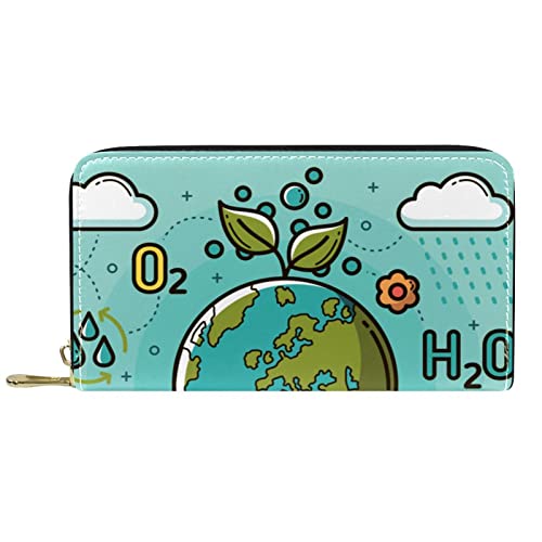 Brieftasche für Frauen Clutch Geldbörsen für Frauen Kartenhalter Organizer Leder Reißverschluss Geldbörse Happy Earth Day von DJNGN