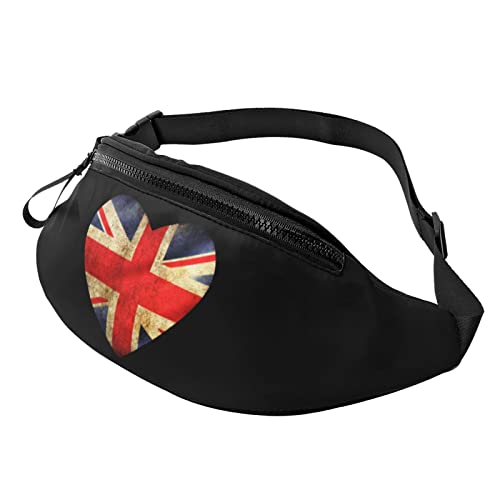 Britische Herzflagge Lässige Gürteltasche Männer und Frauen Freizeit Sport Gürteltasche Sporttag Übungsgeschenk von DJNGN
