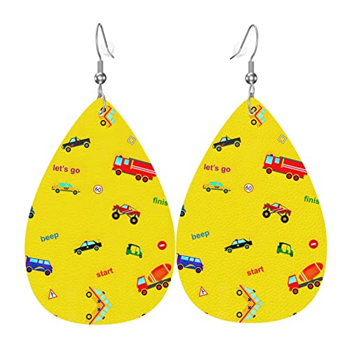 Bunte Auto-Leder-Ohrringe für Frauen, baumelnder Ohrring, Tropfen-Anhänger mit Haken, Geschenke für erwachsene Mädchen von DJNGN