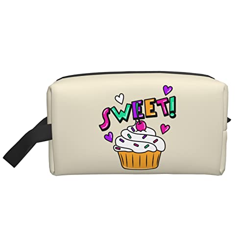 Bunte Cupcakes Beige Make-up-Tasche Reise-Toilettenartikel Make-up-Organizer Reisen Große Kapazität Tragbare Reise-Kosmetiktaschen für Frauen Mädchen von DJNGN