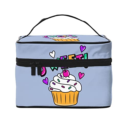 Bunte Cupcakes Blaue Make-up-Tasche Kulturtasche für Frauen Kosmetiktasche Reise-Kulturtasche Make-up-Reisetasche Make-up-Organizer Große Make-up-Tasche von DJNGN