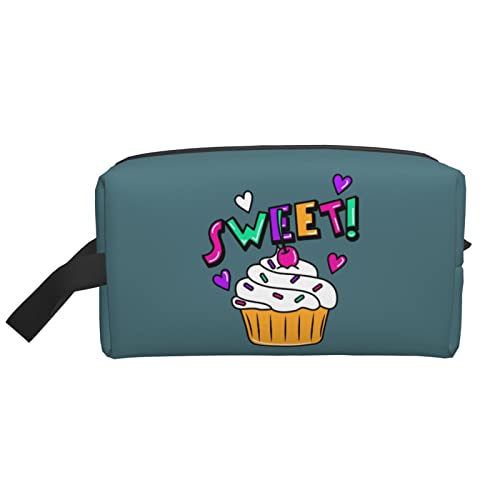 Bunte Cupcakes Dunkelgrüne Make-up-Tasche Reise-Toilettenartikel Make-up-Organizer Reisen Große Kapazität Tragbare Reise-Kosmetiktaschen für Frauen Mädchen von DJNGN