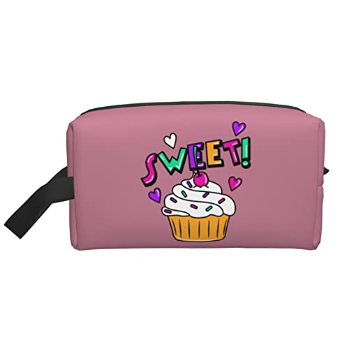 Bunte Cupcakes Dunkelrosa Make-up-Tasche Reise-Toilettenartikel Make-up-Organizer Reisen Große Kapazität Tragbare Reise-Kosmetiktaschen für Frauen Mädchen von DJNGN