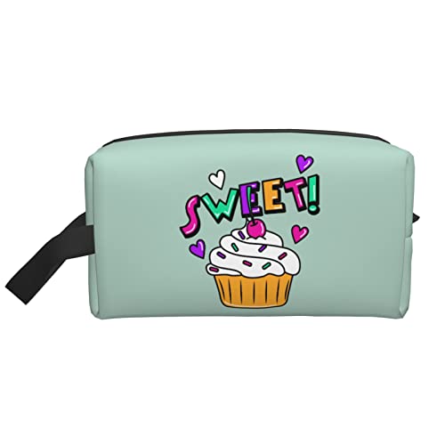 Bunte Cupcakes Hellgrüne Make-up-Tasche Reise-Toilettenartikel Make-up-Organizer Reisen Große Kapazität Tragbare Reise-Kosmetiktaschen für Frauen Mädchen von DJNGN