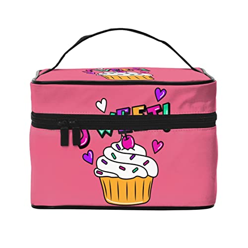 Bunte Cupcakes Pfirsichrosa Make-up-Tasche Kulturtasche für Frauen Kosmetiktasche Reise-Kulturtasche Make-up-Reisetasche Make-up-Organizer Große Make-up-Tasche von DJNGN