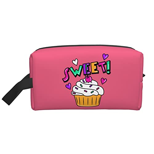 Bunte Cupcakes Pfirsichrosa Make-up-Tasche Reise-Toilettenartikel Make-up-Organizer Reise Große Kapazität Tragbare Reise-Kosmetiktaschen für Frauen Mädchen von DJNGN